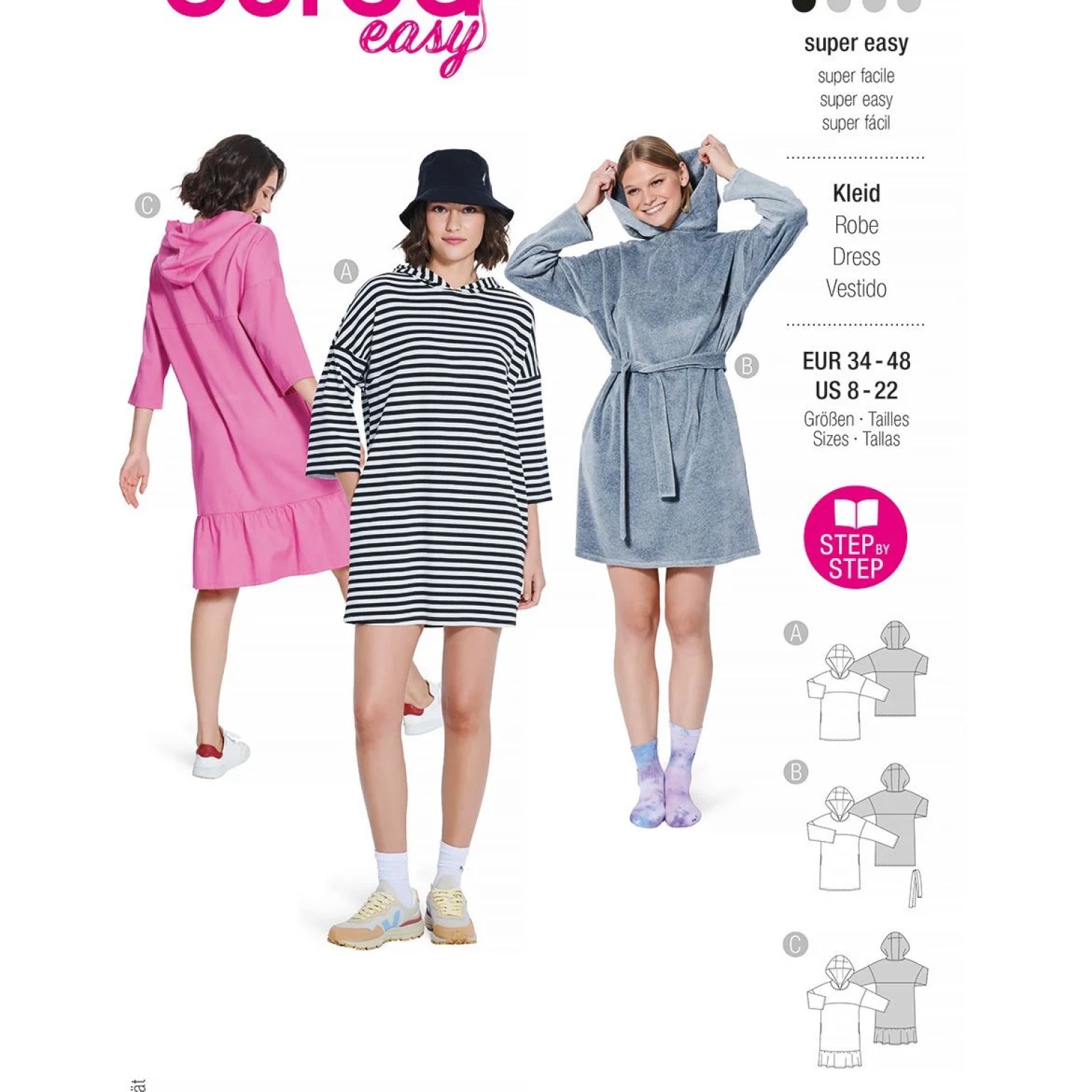 Burda Easy sewing pattern Women Hooded Dresses #5851 Burda Easy sewing pattern Women Hooded Dresses #5851