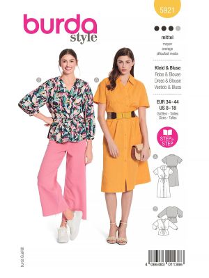 Burda Style sewing pattern Women Dress & Blouse #5921 Burda Style sewing pattern Women Dress & Blouse #5921