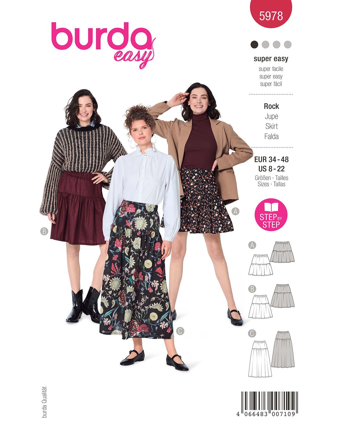Burda Easy sewing pattern Women Skirts #5978 Burda Easy sewing pattern Women Skirts #5978