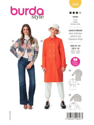 Burda Style sewing pattern Women Jacket & Coat #5992 Burda Style sewing pattern Women Jacket & Coat #5992