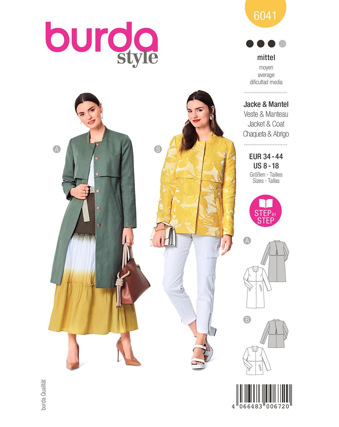 Burda Style sewing pattern Women Jacket & Coat #6041 Burda Style sewing pattern Women Jacket & Coat #6041