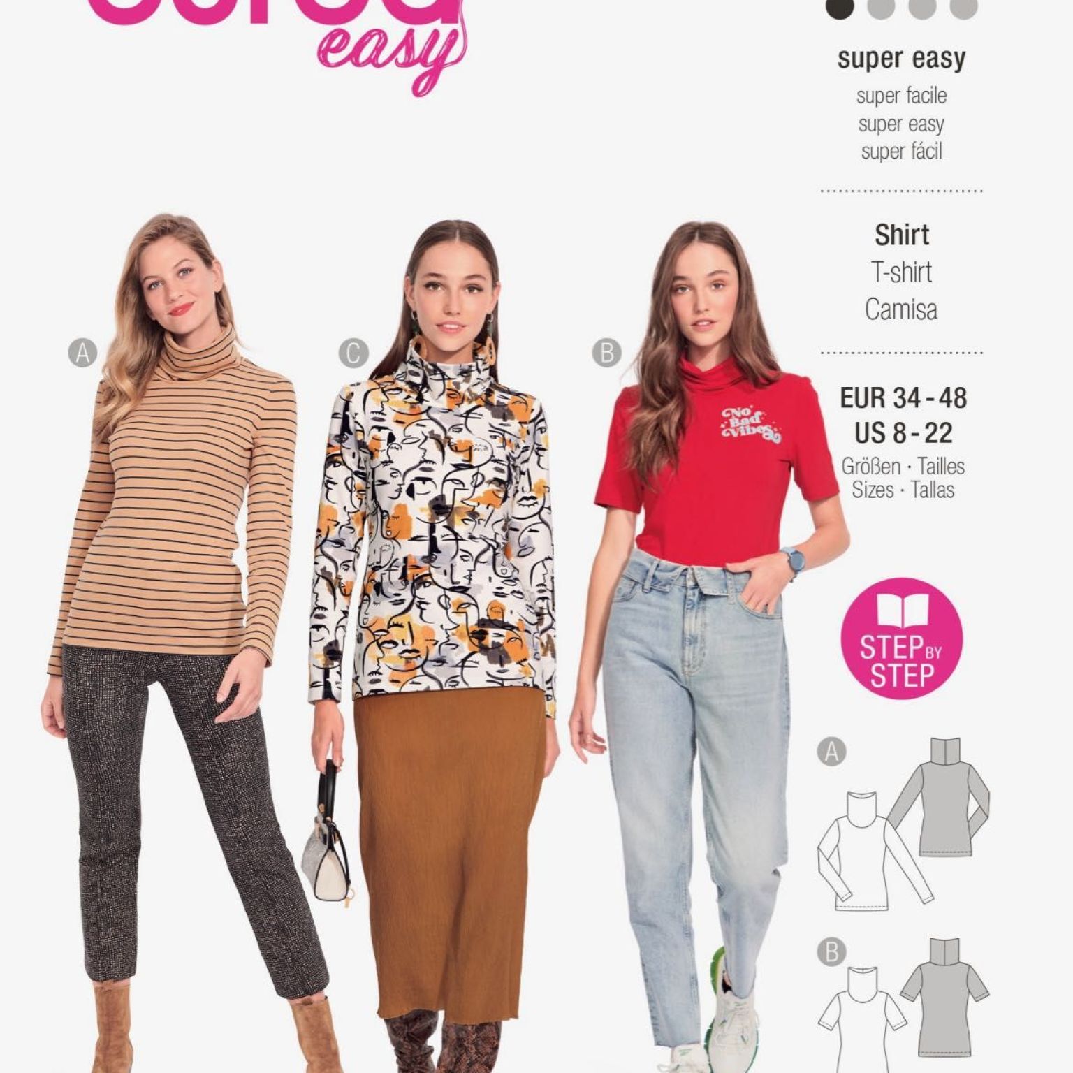Burda Easy sewing pattern Women T-Shirts #6056 Burda Easy sewing pattern Women T-Shirts #6056