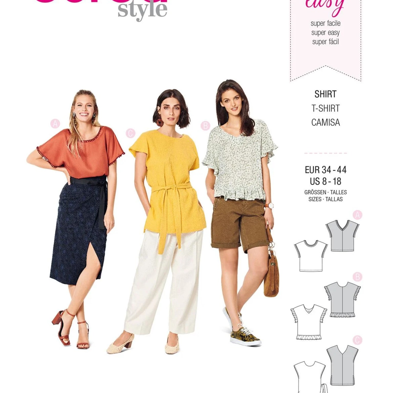 Burda Style sewing pattern Women Shirts #6204 Burda Style sewing pattern Women Shirts #6204