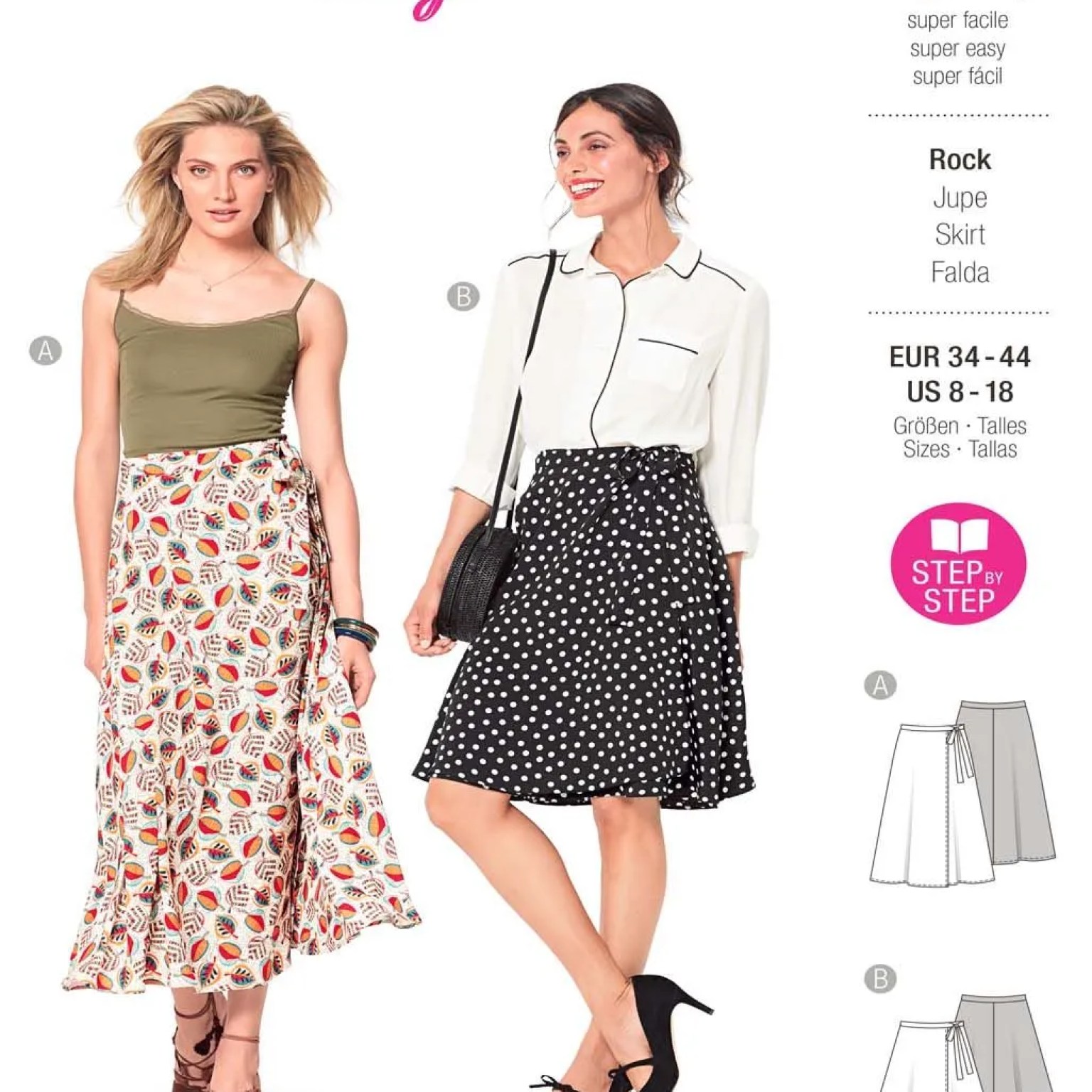 Burda Easy sewing pattern Women Wrap Skirts #6340 Burda Easy sewing pattern Women Wrap Skirts #6340