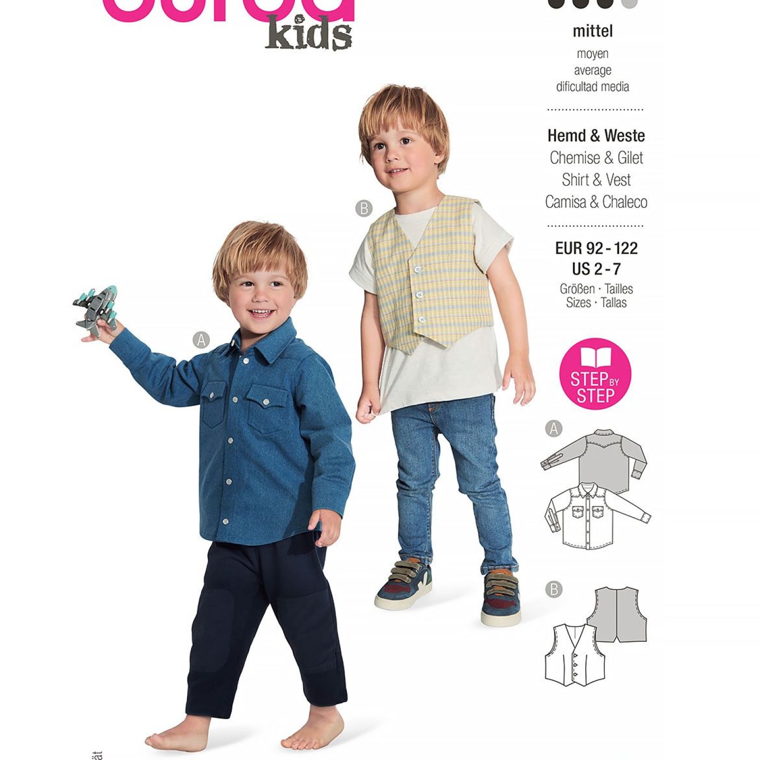 Burda Kids sewing pattern Boys Shirt & Vest #9248 Burda Kids sewing pattern Boys Shirt & Vest #9248