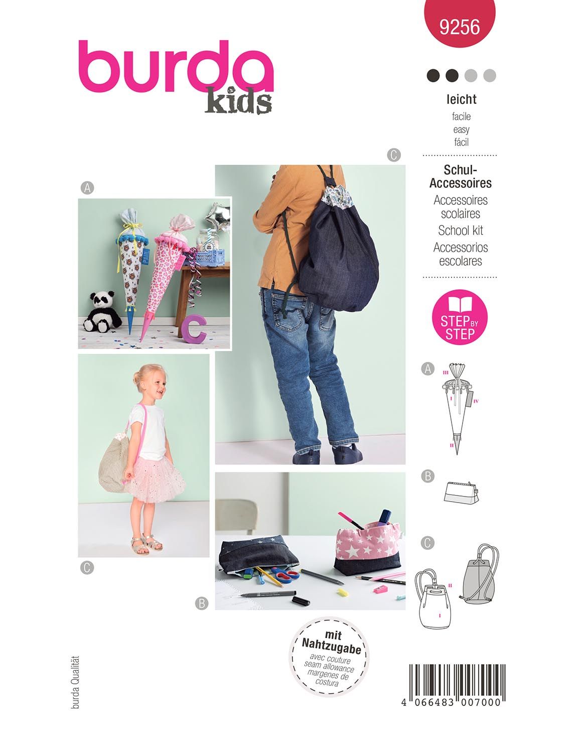 Burda Kids sewing pattern Kids School Kit #9256 Burda Kids sewing pattern Kids School Kit #9256