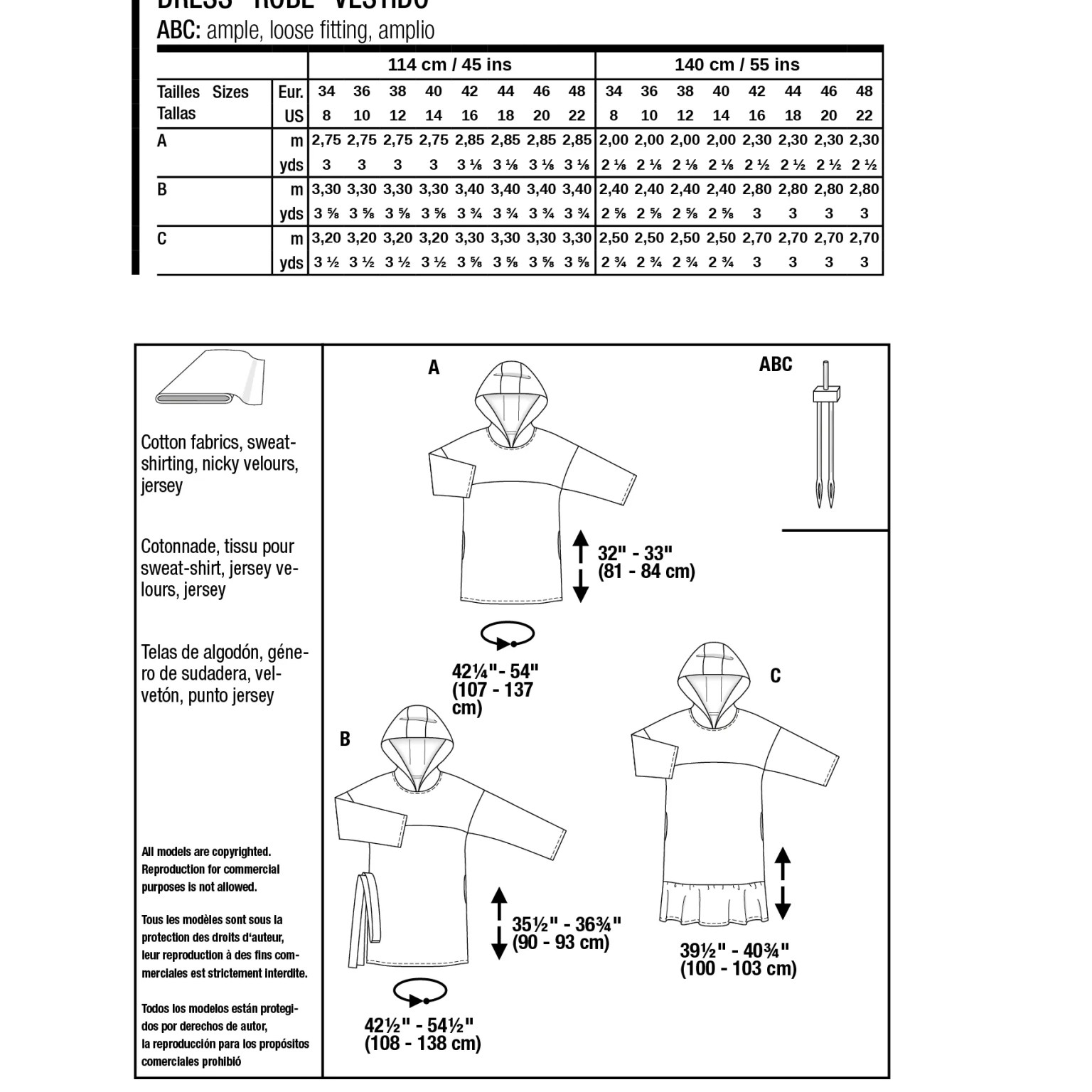 Burda Easy sewing pattern Women Hooded Dresses #5851