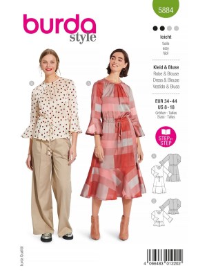 Burda Style Women Blouse & Dress #5884 Burda Style Women Blouse & Dress #5884