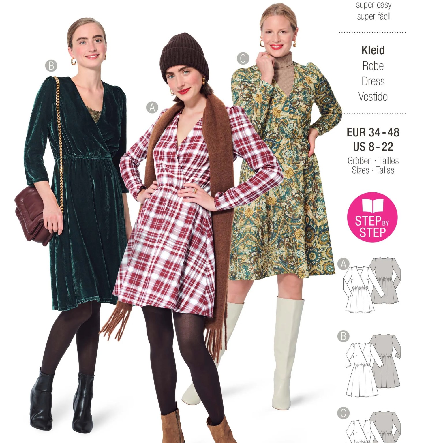 Burda Easy sewing pattern Women Wrap Dresses #5943 Burda Easy sewing pattern Women Wrap Dresses #5943