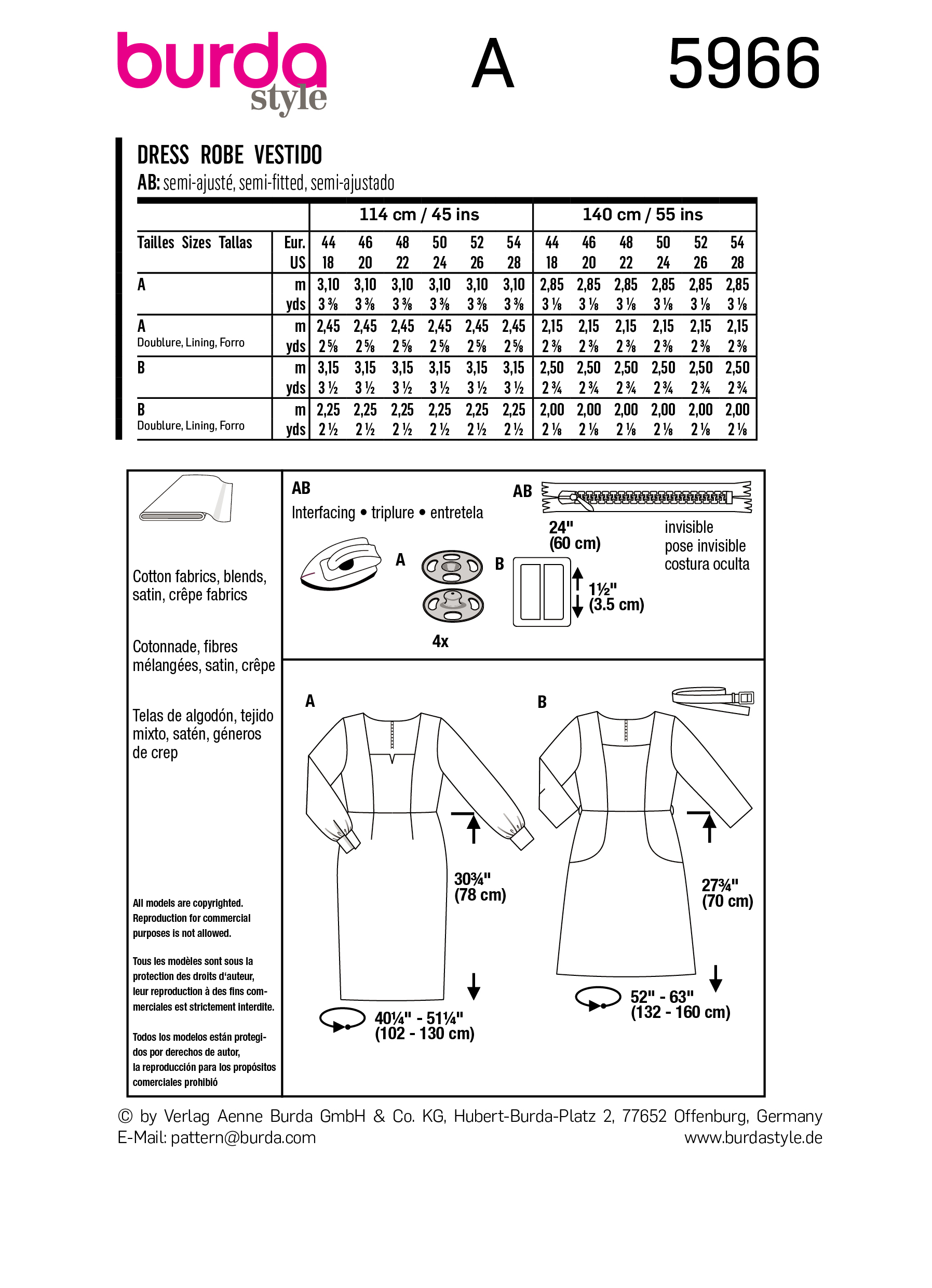 Burda Style Women Dresses #5966