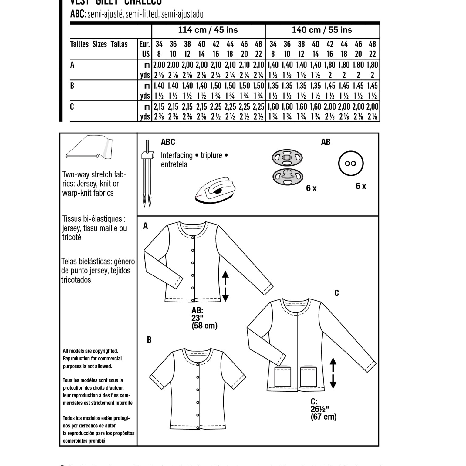 Burda Easy sewing pattern Women Vest #6053
