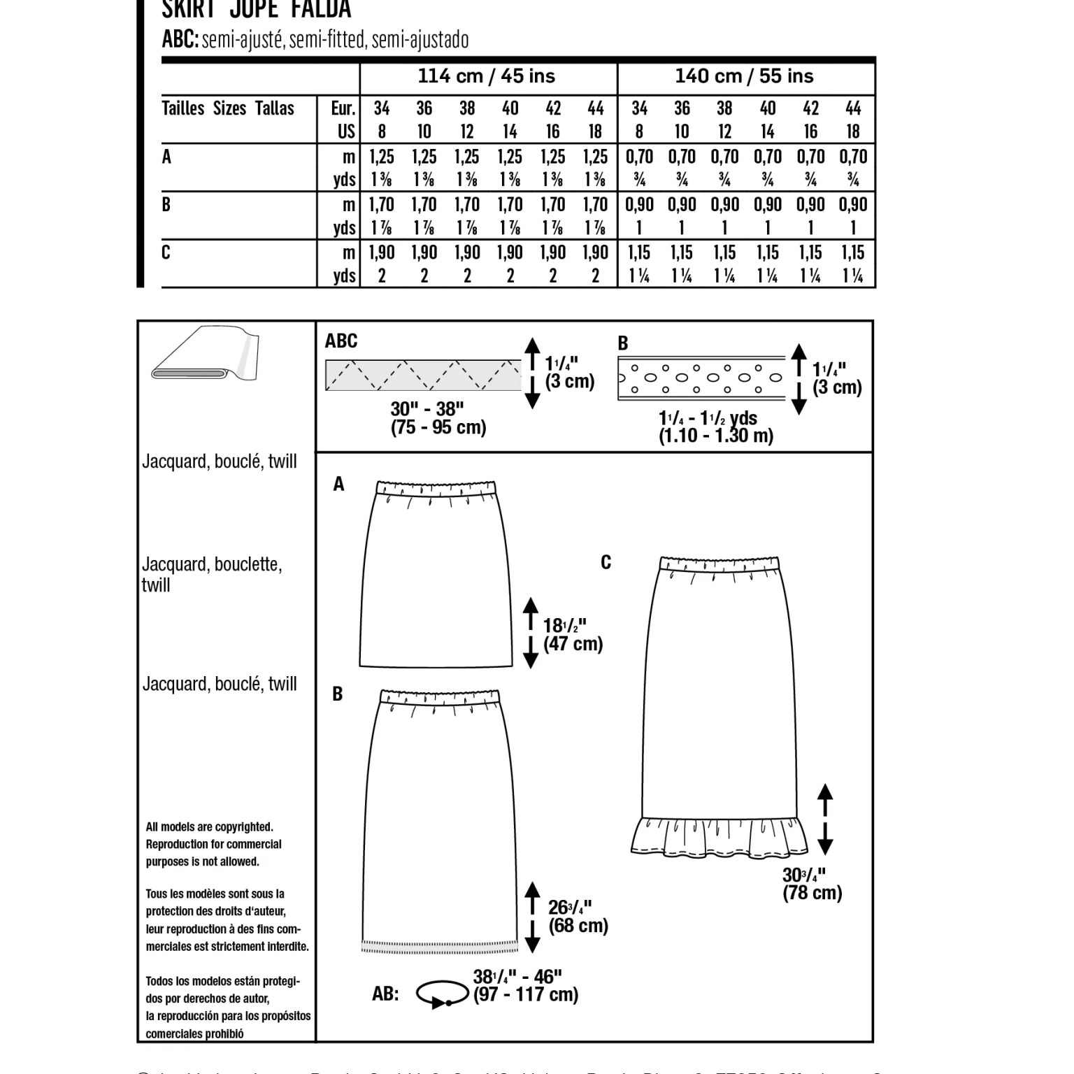 Burda Easy sewing pattern Women Skirts #6073