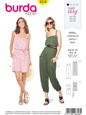 Burda Style Women Jumpsuits #6318 Burda Style Women Jumpsuits #6318