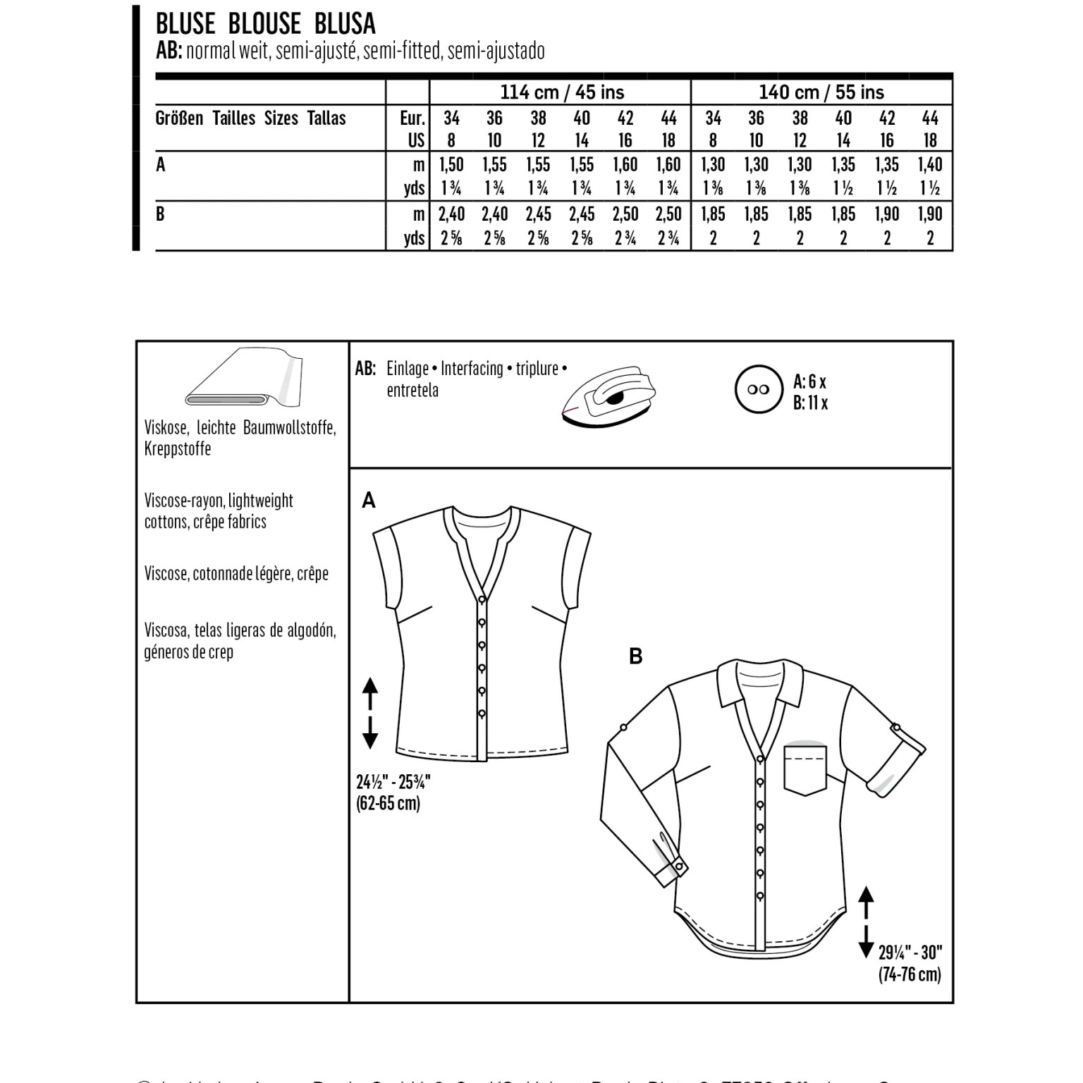 Burda Style sewing pattern Women Blouses #6326