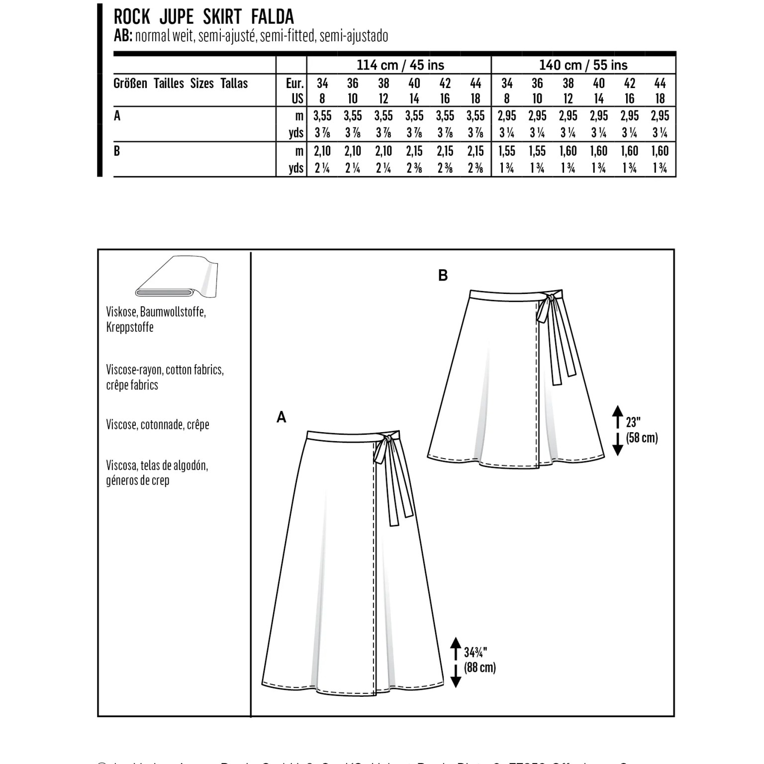 Burda Easy sewing pattern Women Wrap Skirts #6340