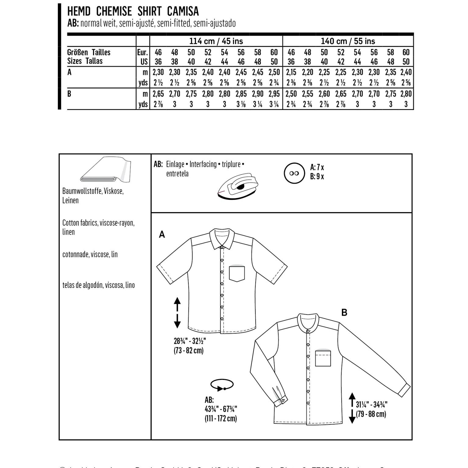 Burda Style sewing pattern Men Shirts #6349