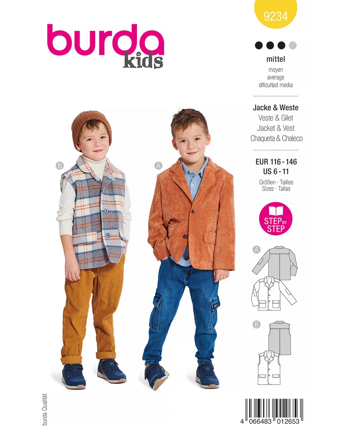 burda kids sewing pattern Boys Jacket & Vest #9234 burda kids sewing pattern Boys Jacket & Vest #9234