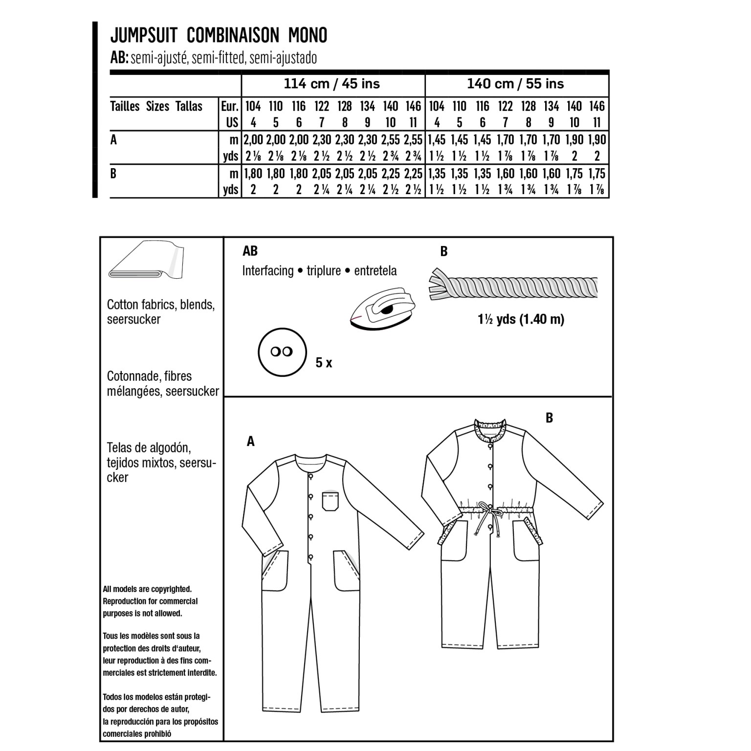 Burda Kids sewing pattern Kids Jumpsuits #9245