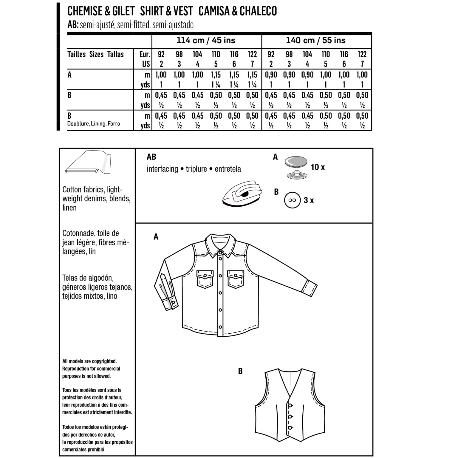 Burda Kids sewing pattern Boys Shirt & Vest #9248