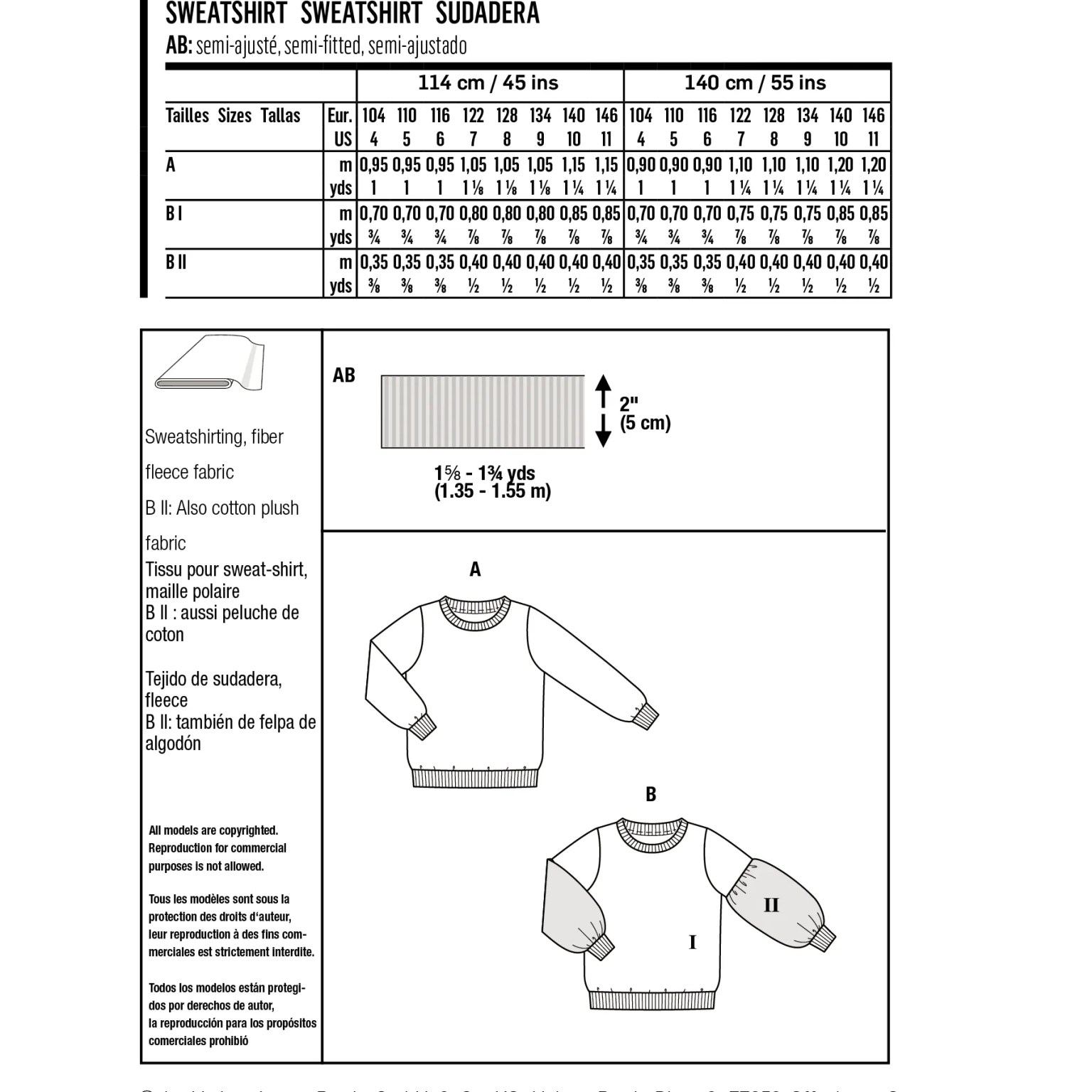 Burda Kids sewing pattern Kids Sweatshirt #9254