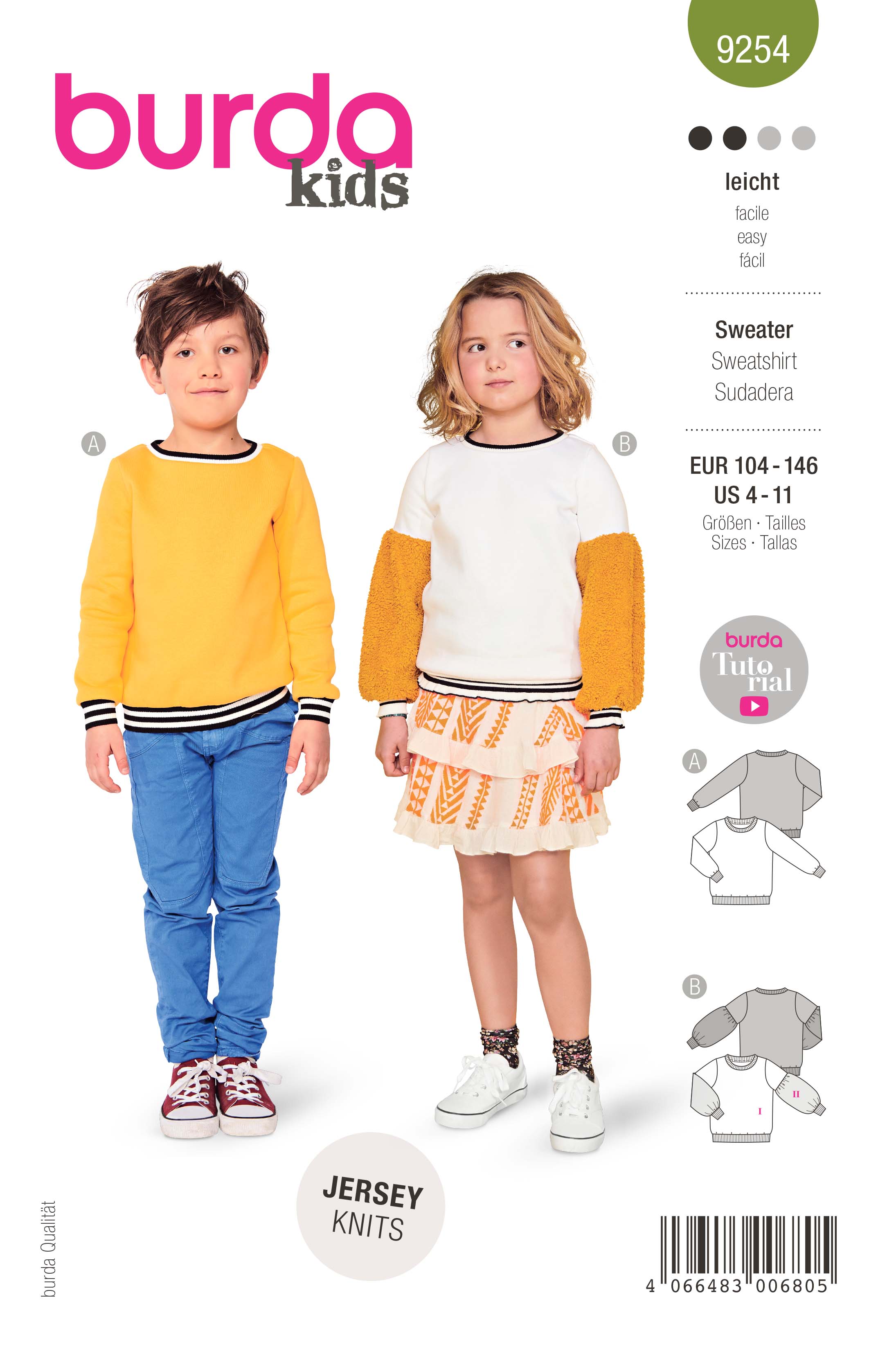 Burda Kids sewing pattern Kids Sweatshirt #9254 Burda Kids sewing pattern Kids Sweatshirt #9254