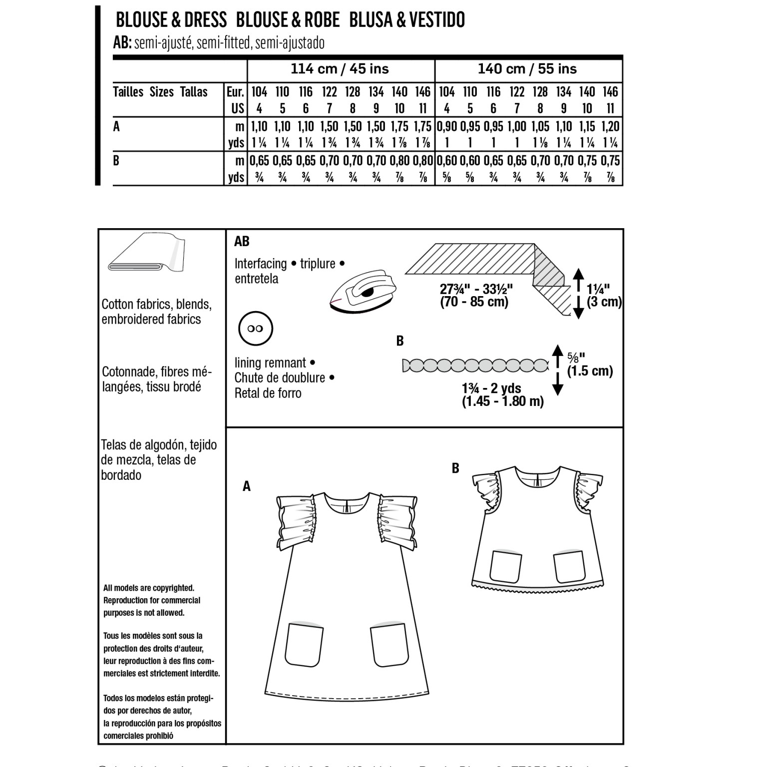 Burda Kids sewing pattern Girls Dress & Blouse #9264