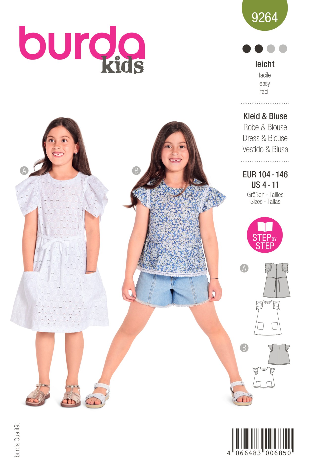 Burda Kids sewing pattern Girls Dress & Blouse #9264 Burda Kids sewing pattern Girls Dress & Blouse #9264