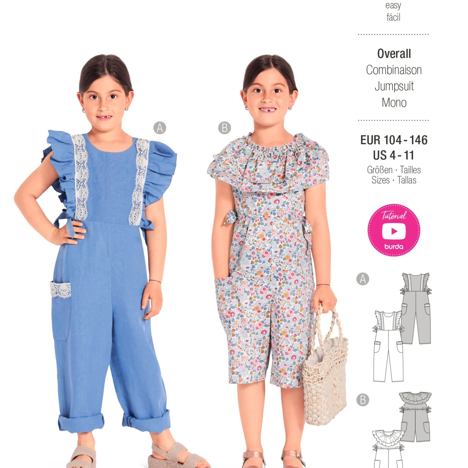 Burda Kids sewing pattern Girls Jumpsuits #9265 Burda Kids sewing pattern Girls Jumpsuits #9265