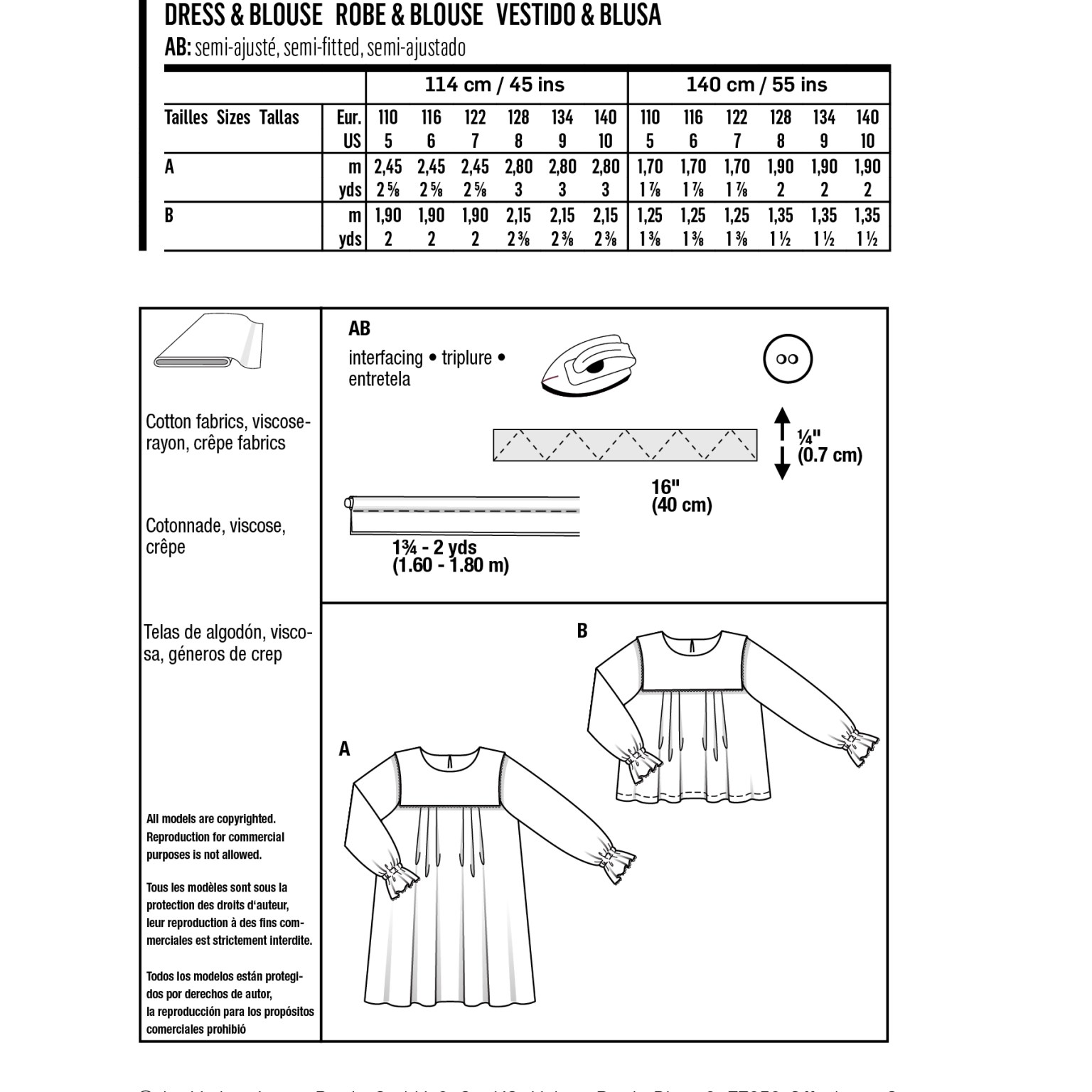 Burda Kids sewing pattern Girls Dress & Blouse #9274