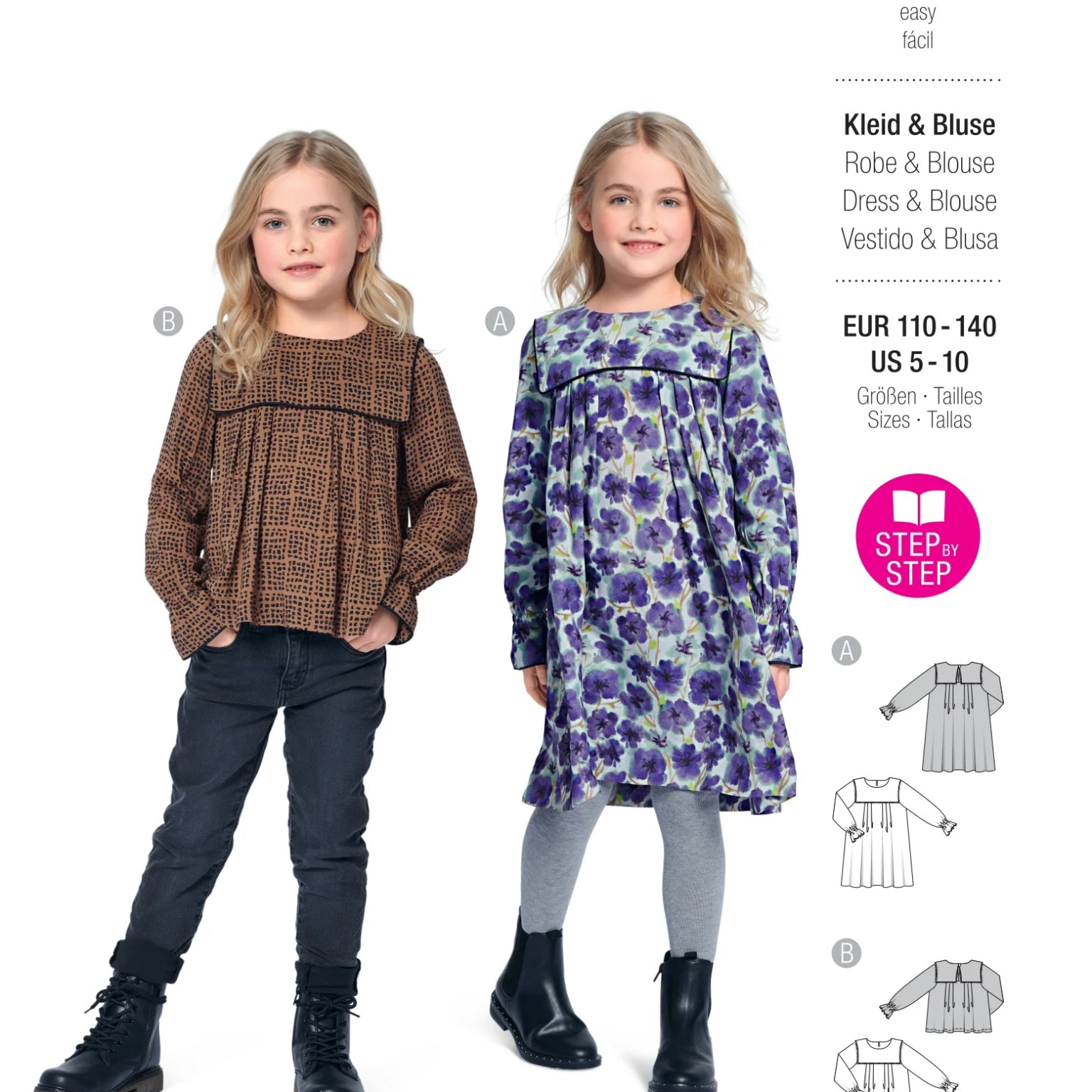 Burda Kids sewing pattern Girls Dress & Blouse #9274 Burda Kids sewing pattern Girls Dress & Blouse #9274