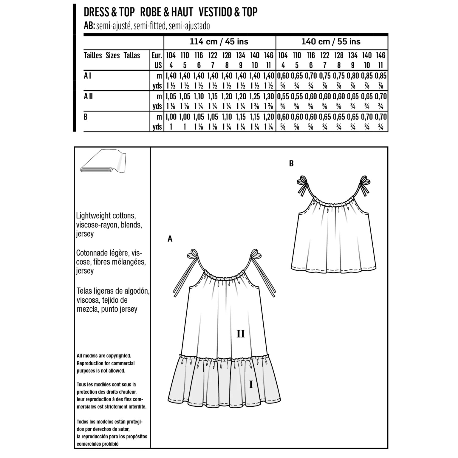 Burda Kids sewing pattern Girls Dress & Top #9280