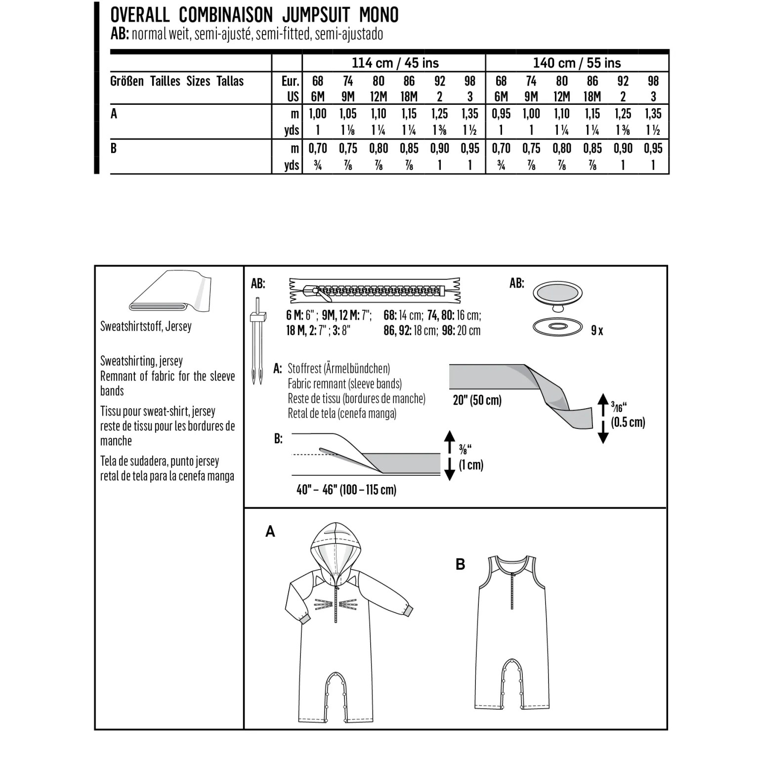 Burda Kids sewing pattern Baby Jumpsuits #9299