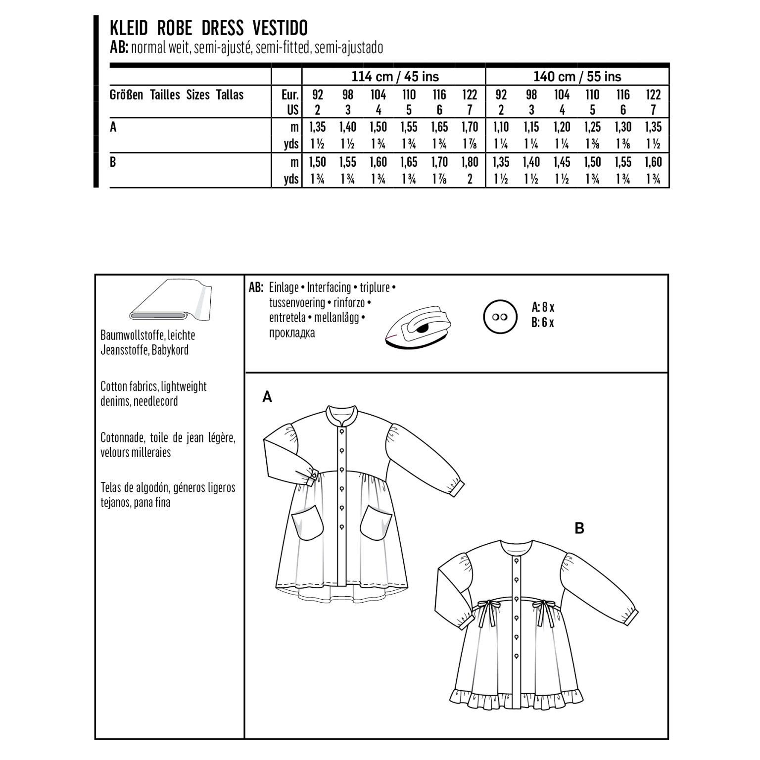 Burda Kids sewing pattern Girls Dresses #9309