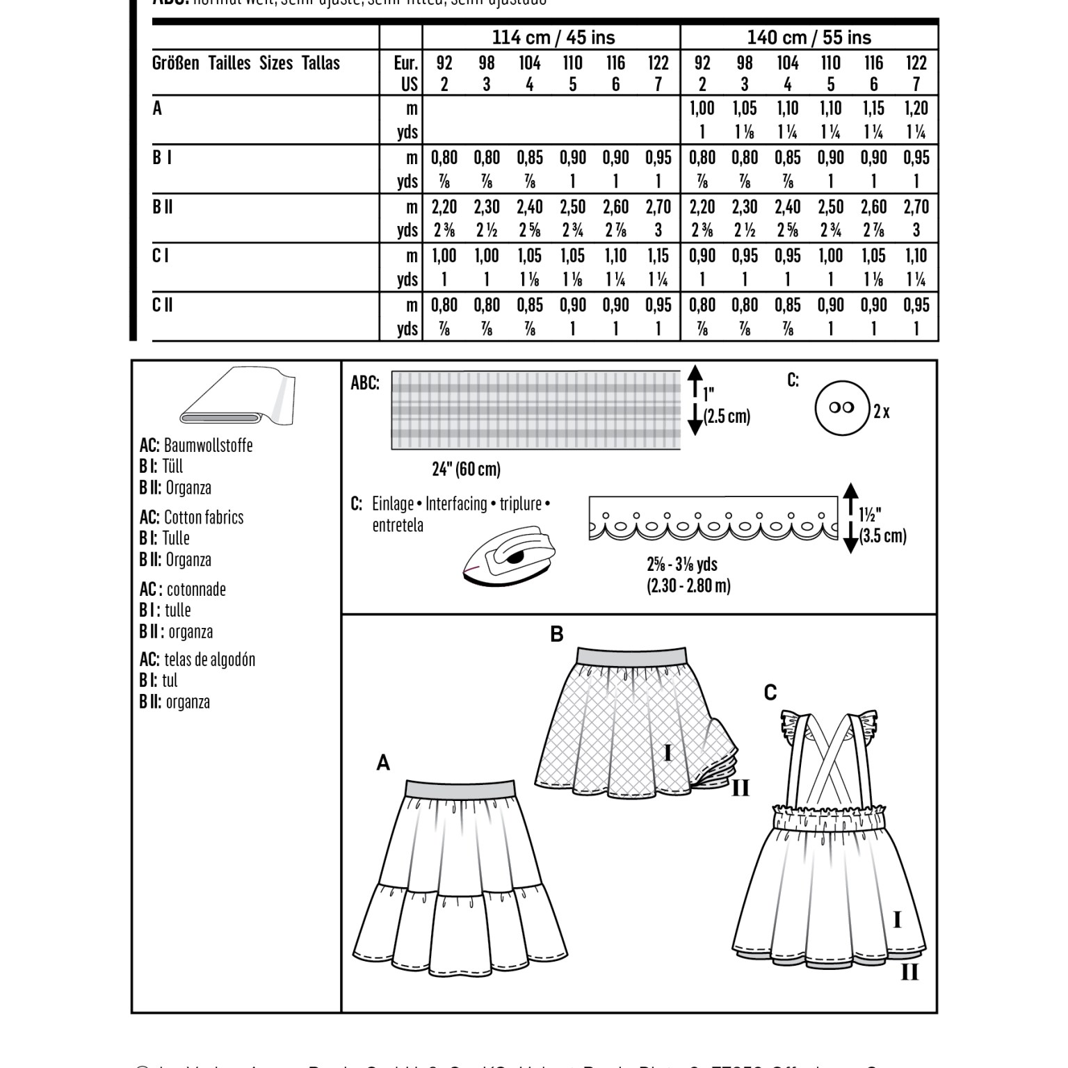 burda kids sewing pattern Girls Skirts #9319