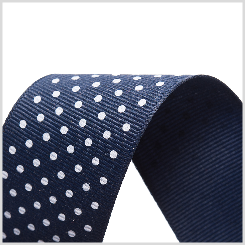 1.5" Navy Polka Dot Grosgrain Ribbon