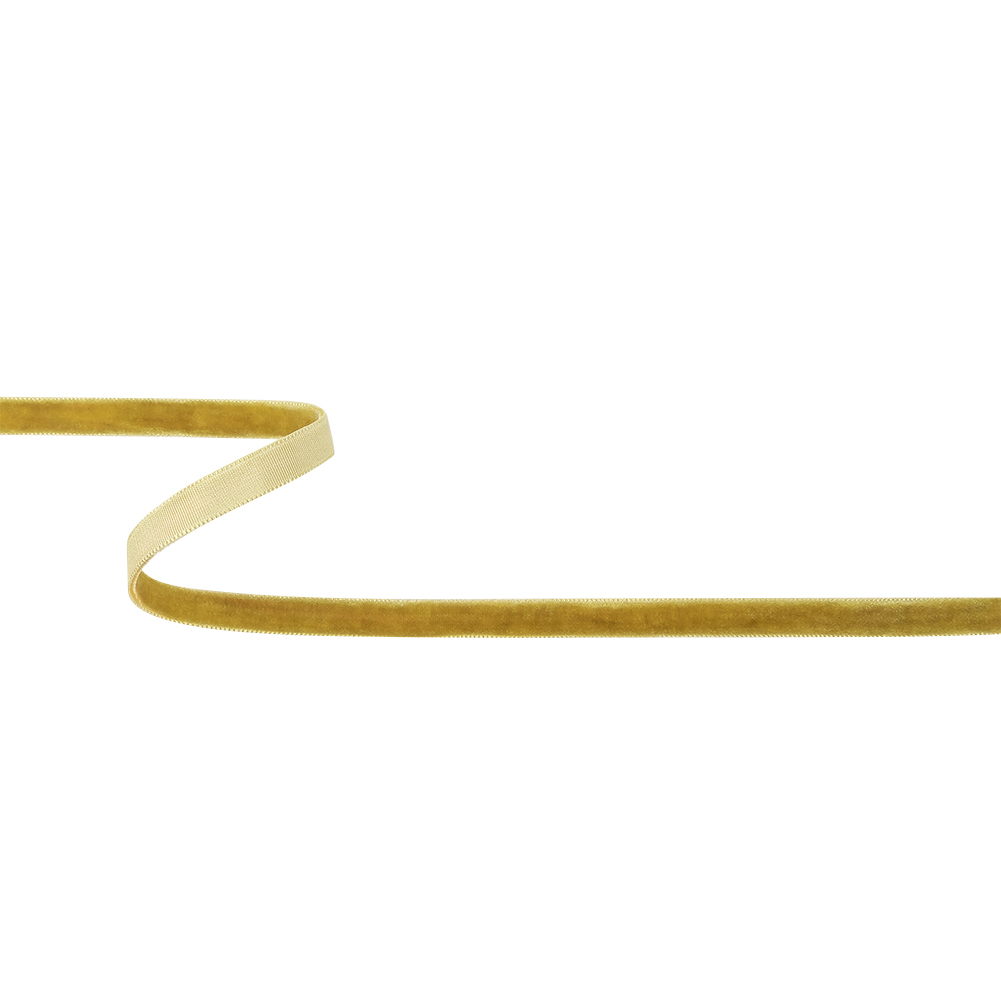 Golden Olive Single Face Velvet Ribbon – 0.375″ Golden Olive Single Face Velvet Ribbon – 0.375″