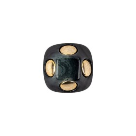 Dark Depths Swirls and Gold Metal Circles Beveled Glass Button – 28L/18mm Dark Depths Swirls and Gold Metal Circles Beveled Glass Button – 28L/18mm