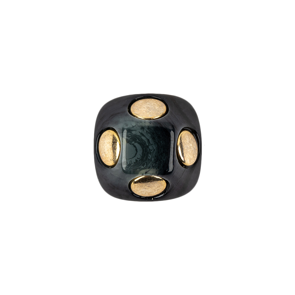 Dark Depths Swirls and Gold Metal Circles Beveled Glass Button – 28L/18mm Dark Depths Swirls and Gold Metal Circles Beveled Glass Button – 28L/18mm