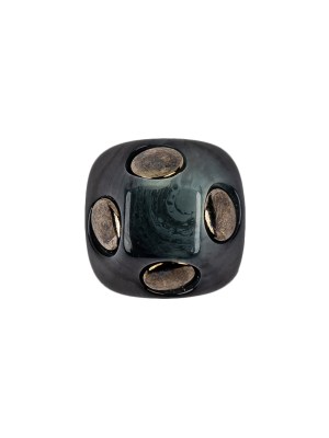 Dark Depths Swirls and Iced Pewter Metal Circles Beveled Glass Button – 28L/18mm Dark Depths Swirls and Iced Pewter Metal Circles Beveled Glass Button – 28L/18mm