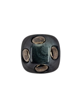 Dark Depths Swirls and Iced Pewter Metal Circles Beveled Glass Button – 28L/18mm Dark Depths Swirls and Iced Pewter Metal Circles Beveled Glass Button – 28L/18mm