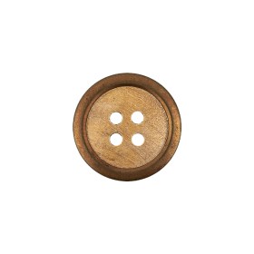 Portuguese Natural Wood Set-in Brass 4-Hole Button – 28L/18mm Portuguese Natural Wood Set-in Brass 4-Hole Button – 28L/18mm