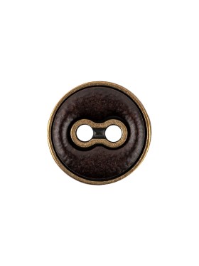Italian Seal Brown and Brass Metal and Leatherette Button – 24L/15mm Italian Seal Brown and Brass Metal and Leatherette Button – 24L/15mm