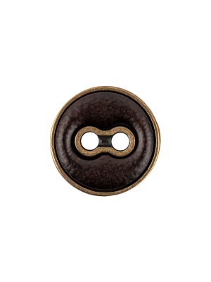 Italian Seal Brown and Brass Metal and Leatherette Button – 24L/15mm Italian Seal Brown and Brass Metal and Leatherette Button – 24L/15mm