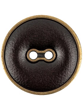 Italian Seal Brown and Brass Metal and Leatherette Button – 44L/28mm Italian Seal Brown and Brass Metal and Leatherette Button – 44L/28mm