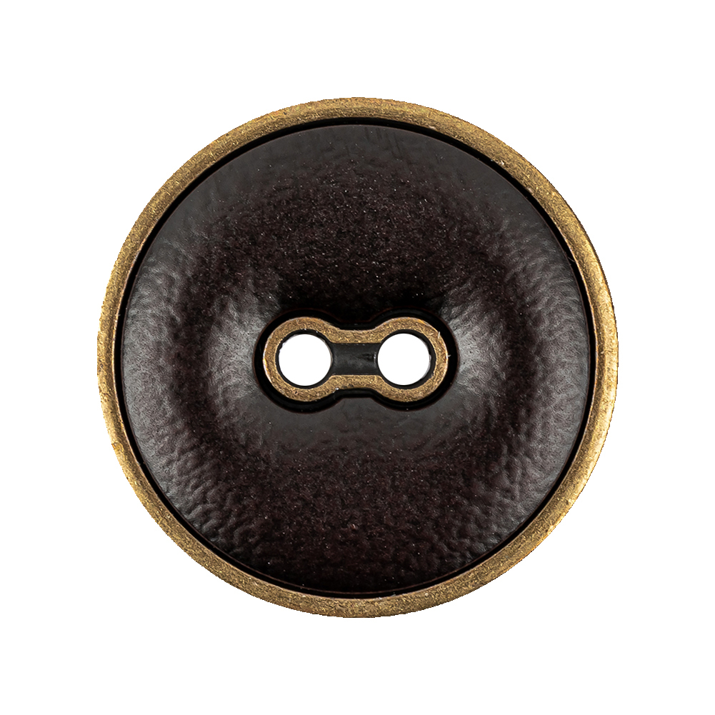 Italian Seal Brown and Brass Metal and Leatherette Button – 44L/28mm Italian Seal Brown and Brass Metal and Leatherette Button – 44L/28mm