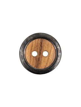 Portuguese Natural Wood Set-in Gunmetal 2-Hole Button – 24L/15mm Portuguese Natural Wood Set-in Gunmetal 2-Hole Button – 24L/15mm