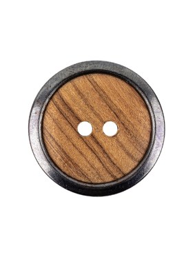 Portuguese Natural Wood Set-in Gunmetal 2-Hole Button – 35L/22mm Portuguese Natural Wood Set-in Gunmetal 2-Hole Button – 35L/22mm