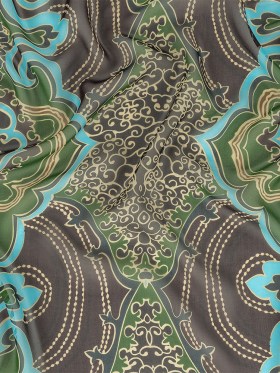 Blue, Green and Brown Classical Abstractions Silk Chiffon Blue, Green and Brown Classical Abstractions Silk Chiffon