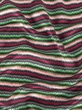 Pink and Green Zig Zag Stripes Silk Charmeuse Pink and Green Zig Zag Stripes Silk Charmeuse