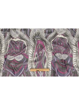 Purple, Pink and Black Abstract Silk Chiffon Purple, Pink and Black Abstract Silk Chiffon